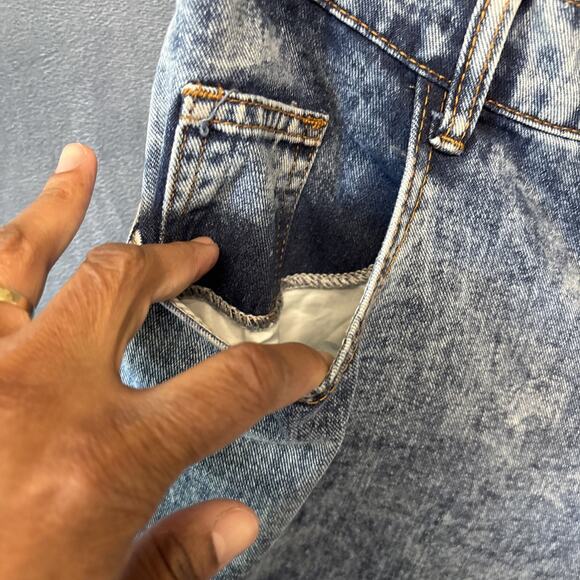 Shein Curve Distressed Mom Jeans Womens 2XL (actual 36x24.5) Blue Denim Zip Fly - Picture 9 of 12